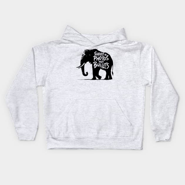 Shoot photos not bullets - Elephant Kids Hoodie by PrintSoulDesigns